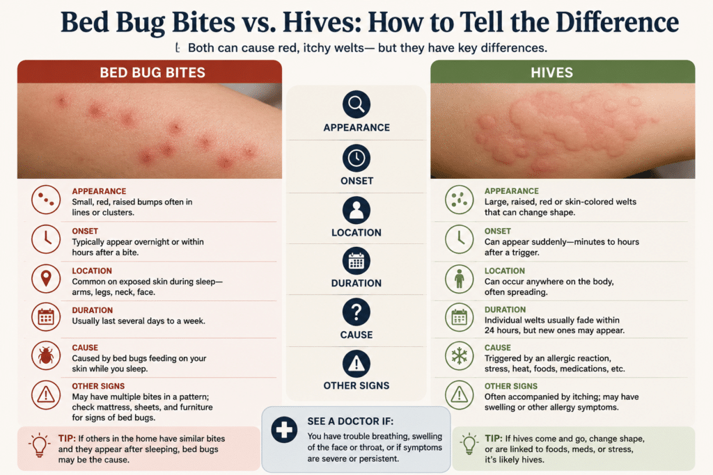 Bed Bug Bites vs. Hives: How to Tell the Difference