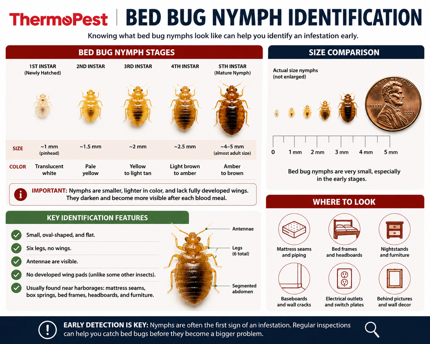 bed bug nymph identification guide by Thermopest