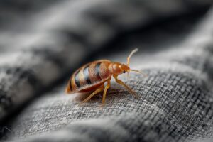 A bed bug on a piece of fabric